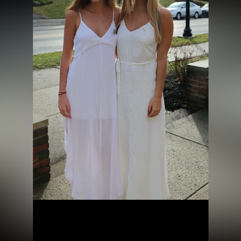 Merritt Charles long white dress with removable belt